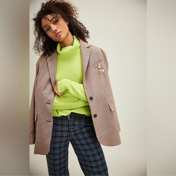 NWT Free People “Treasure” 100% Cashmere Turtleneck Sweater in Lime Punch - Picture 4 of 9